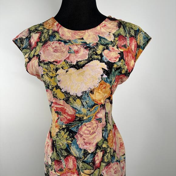 Cynthia Rowley Women's Floral Garden 100% Silk Open Back Sleeveless Dress - Picture 4 of 11